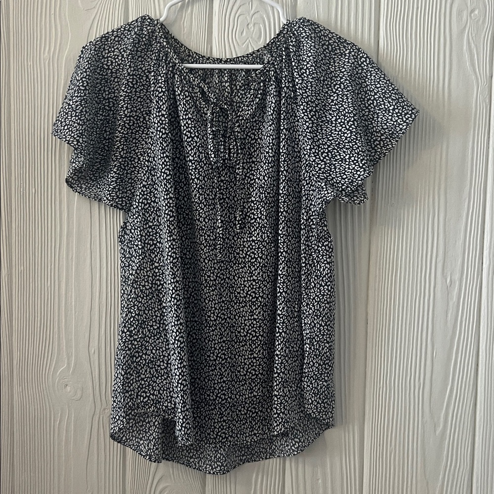 Black and White Floral Blouse